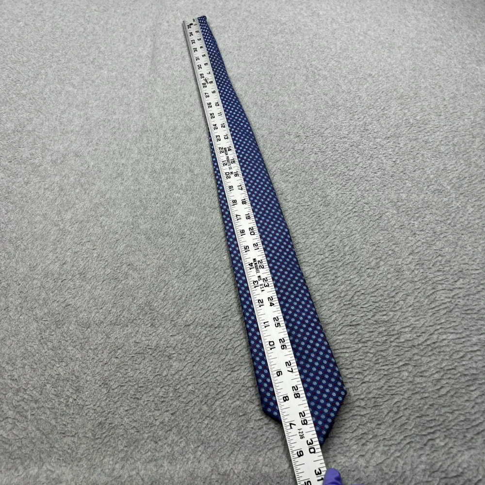 Canali 1934 Tie 100% Silk Blue Geometric Floral Medallion Check Italy Luxury
